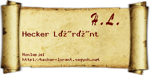 Hecker Lóránt névjegykártya